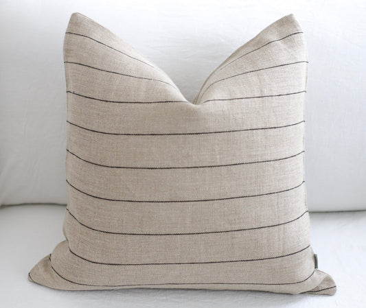 Natural stripe linen pillow cover