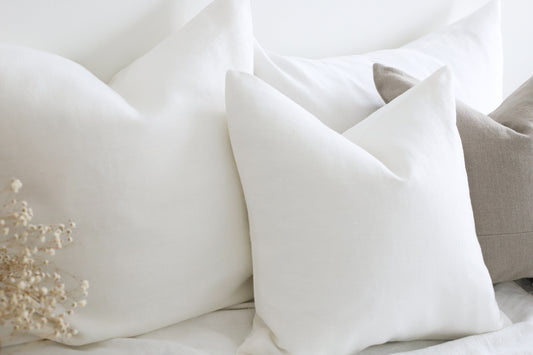 White silky linen pillow cover