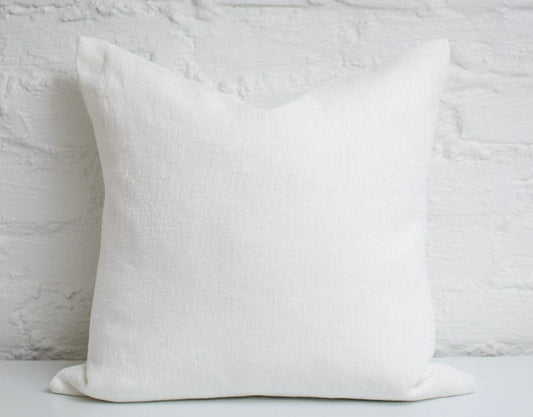 White pure minimal linen pillow cover