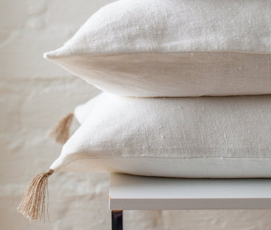 Warm white linen pillow cover
