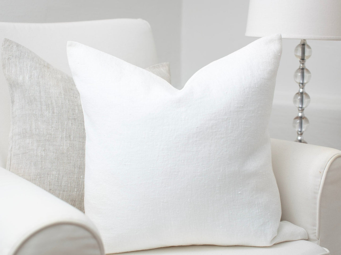 Pure white linen pillow cover