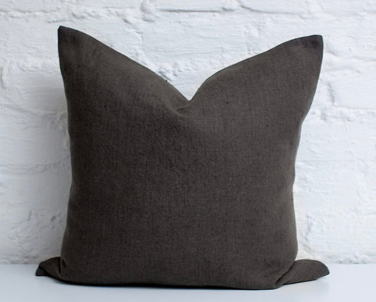 Charcoal Linen Pillow Cover