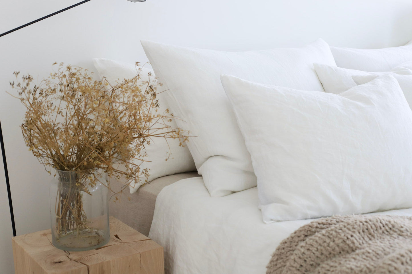 White linen pillow case