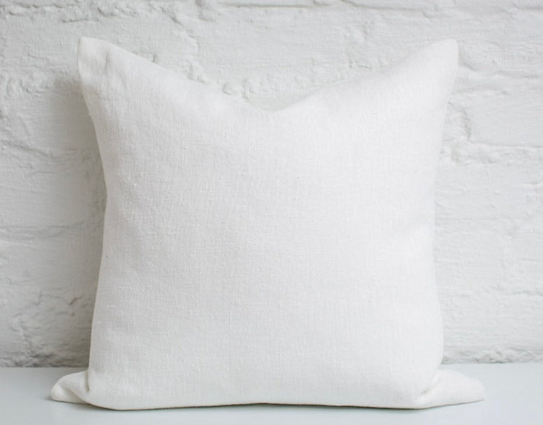 White pure minimal linen pillow cover