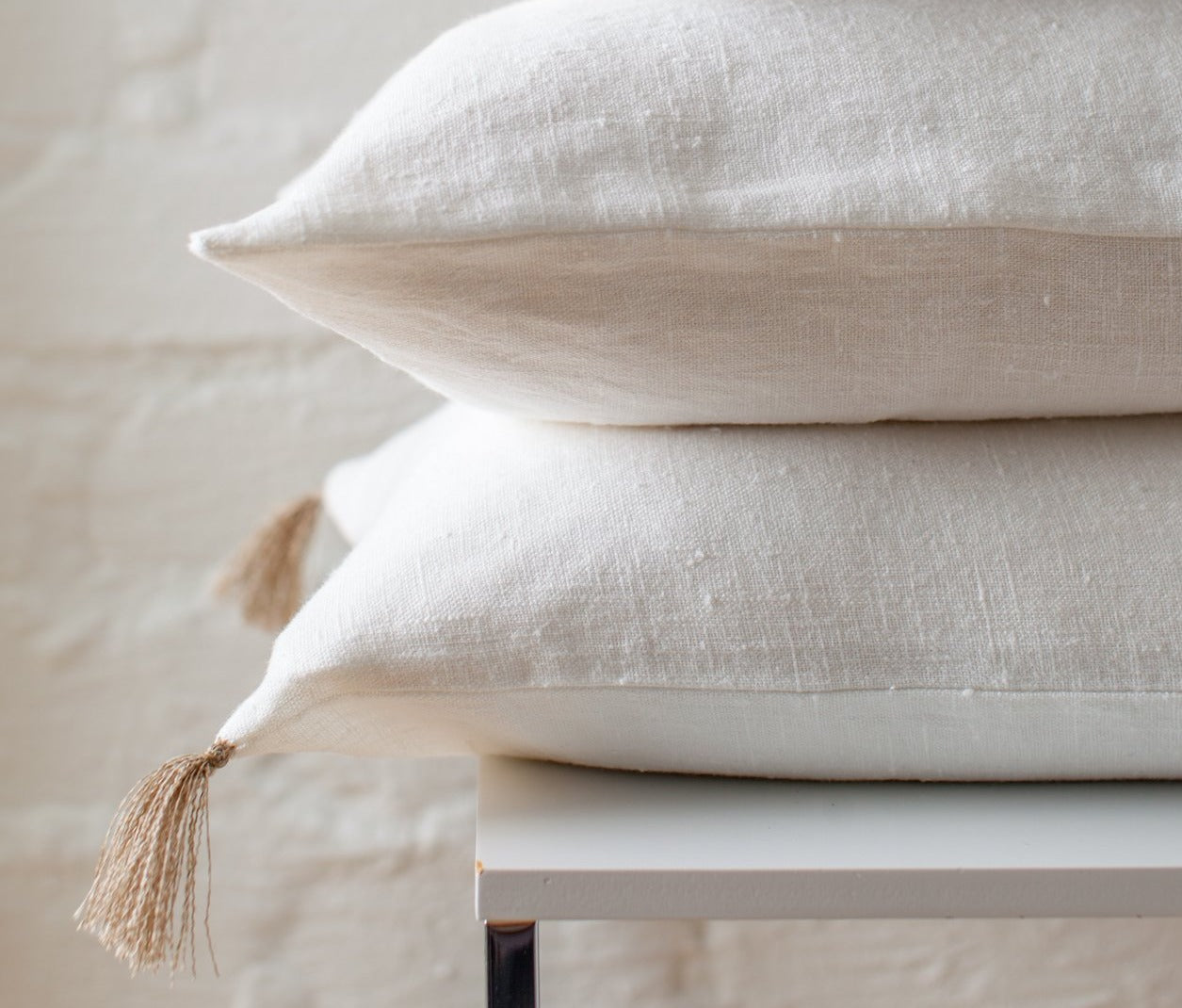 Warm White Linen Pillow Cover