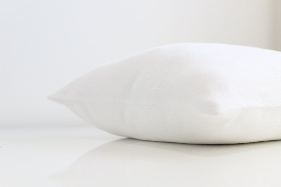 White silky linen pillow cover