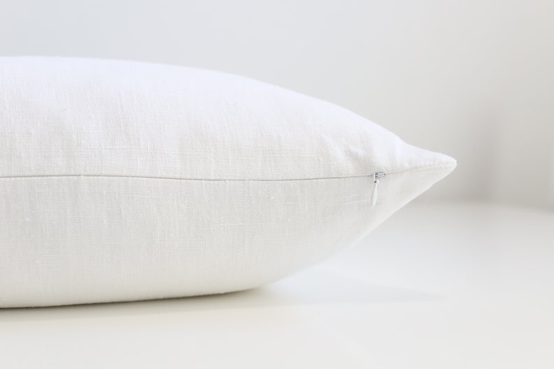 White silky linen pillow cover