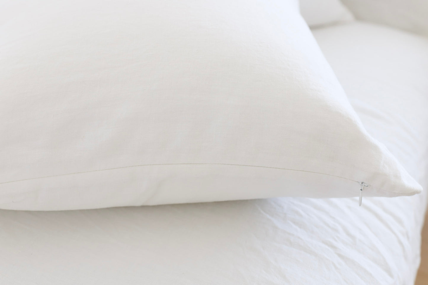 White pure minimal linen pillow cover