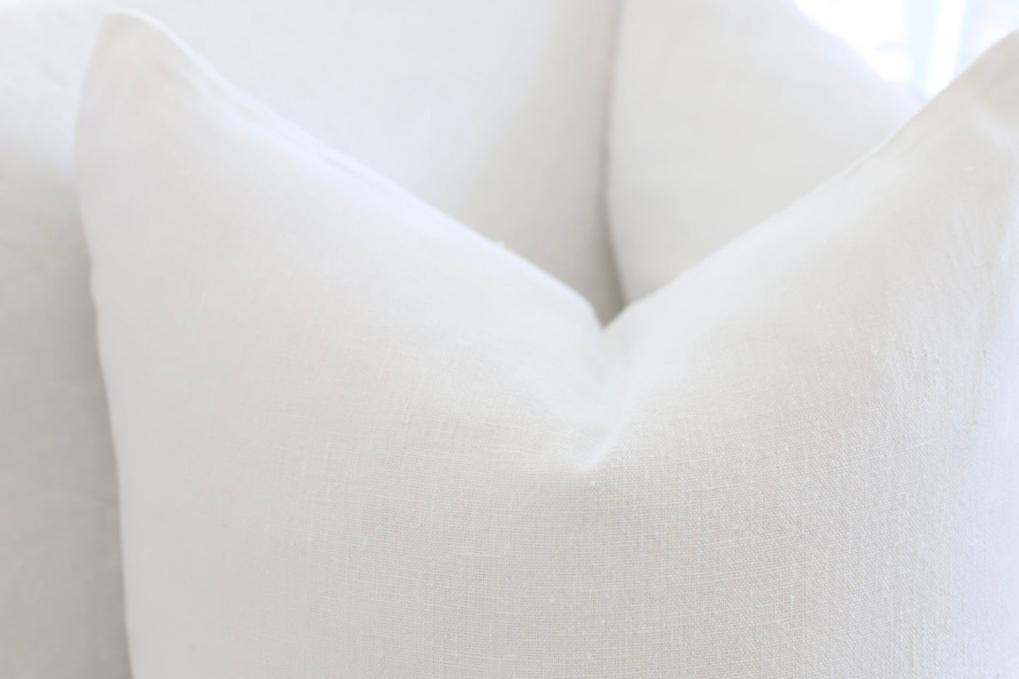 White pure minimal linen pillow cover